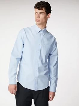 Ben Sherman Long Sleeve Oxford Shirt - Blue Shadow, Blue, Size S, Men