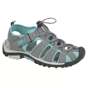 PDQ Womens/Ladies Toggle & Touch Fastening Sports Sandals (4 UK) (Grey/Jade)