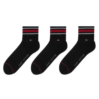 Tommy Bodywear 3 Pack Sports quarter Socks Mens - Black