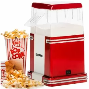 Popcorn Maker Machine Retro Hot Air Fat-Free Popcorn Popper 1200W Red Geepas - Red