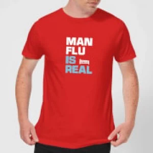 Plain Lazy Man Flu Is Real Mens T-Shirt - Red - L