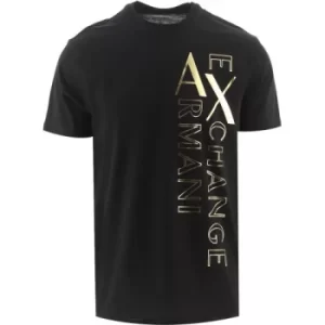 Armani Exchange Black Gold Logo Crew Neck T-Shirt