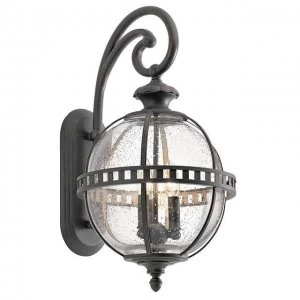 3 Light Outdoor Globe Wall Lantern Light Grey IP44, E14