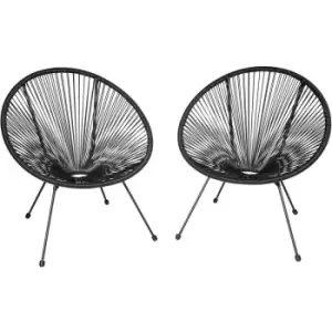 Tectake - Garden chairs in retro design (set of 2) - dining chairs, egg chairs, bedroom chairs - Black - black
