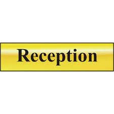 ASEC Reception 200mm x 50mm Gold Self Adhesive Sign