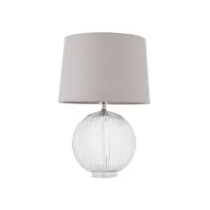 Endon Lighting Jemma & Mia - Table Lamp Clear Ribbed Glass & Natural Linen 1 Light IP20 - E27