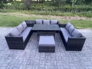 10 Seater Outdoor Wicker Garden Furniture Rattan Lounge Sofa Set Patio Dining Table wFootstool Side Table