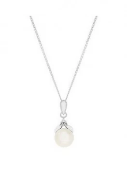 Love PEARL Sterling Silver Cubic Zirconia and Single Freshwater Pearl Pendant, One Colour, Women