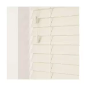 120cm Misty White Faux Wood Venetian Blind With Strings (50mm Slats) Blind With Strings (50mm Slats)