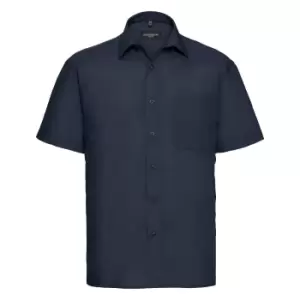 Russell Collection Mens Short Sleeve Poly-Cotton Easy Care Poplin Shirt (15.5) (French Navy)