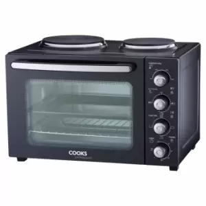 Cooks Professional G4742 34-litre Mini Oven With Two Hot Plates - Silver