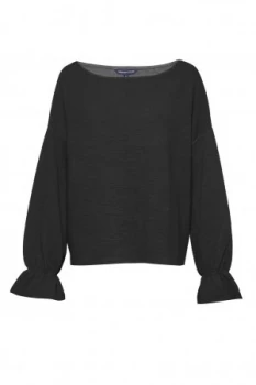 French Connection Elien Fluted Sleeve Textured Jumper Black