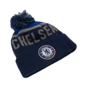Chelsea FC Official Adults Unisex TX Ski Hat (One Size) (Blue/Grey)