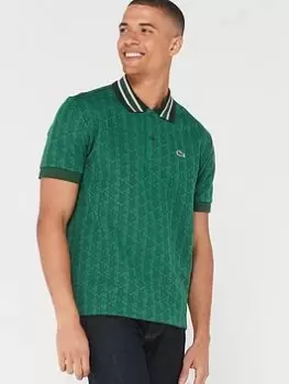 Lacoste All Over Monogram Polo Shirt - Green Size M Men