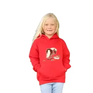 British Country Collection Girls Pony Hoodie (7-8 Years) (Red)