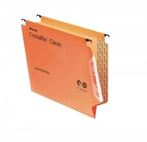 Rexel Crystalfile Classic Lat File V-Base 15mm Orange PK50
