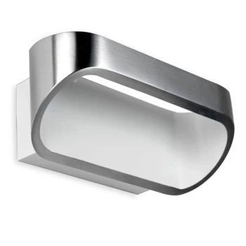 Oval LED 1 Light Up & Down Small Wall Light White, Brushed Aluminium