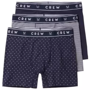 Crew Clothing Jersey Boxers 3 Pack Navy White Spot Small