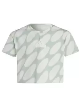 adidas Sportswear adidas Junior Girls Marimekko T-Shirt, White/Multi, Size 9-10 Years