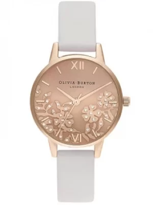 Olivia Burton Bejewelled Lace Rose Gold Plated Blush Leather Strap...