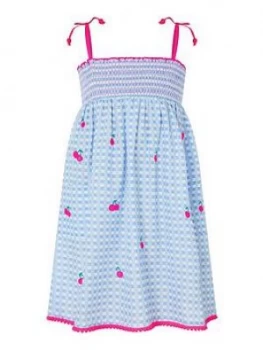 Accessorize Girls Cherry Embroidered Dress - Blue, Size 9-10 Years, Women