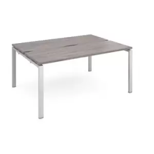 Adapt sliding top back to back desks 1600mm x 1200mm - silver frame and grey oak top
