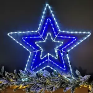 80cm 8 Function LED Ropelight Triple Star Christmas Decorations in Blue and Ice White