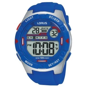 Lorus R2301NX9 Mens Digital Watch with Electric Blue Soft Silicone Strap