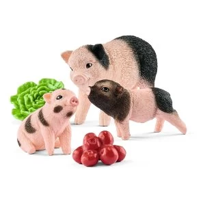 SCHLEICH Farm World Miniature Pig Mother and Piglets Toy Figure Set