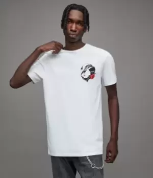 AllSaints Mens Maneater Crew T-Shirt, Optic White, Size: S