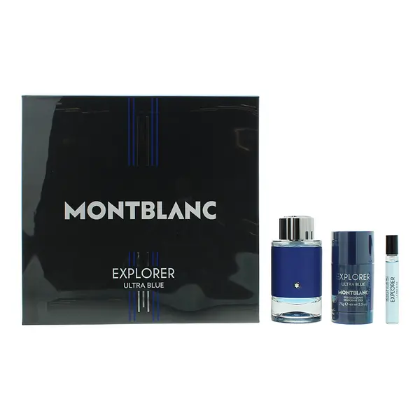 Mont Blanc Explorer Ultra Blue 3 Piece Gift Set: Eau de Parfum 100ml - Eau de Parfum 7.5ml - Deodorant
