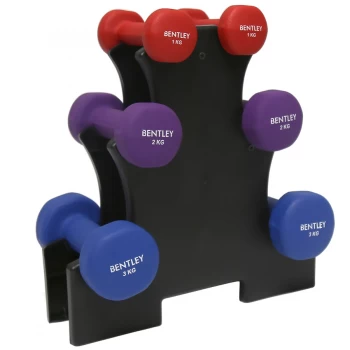 Charles Bentley Neoprene Dumbbell Weights 12KG Set With Stand