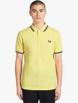 Fred Perry Twin Tipped Polo Shirt - Yellow, Size 2XL, Men