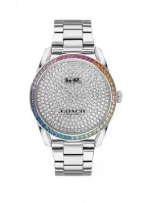 Coach Coach Preston Stainless Steel With Rainbow Crystal Bezel And Pave Dial Watch