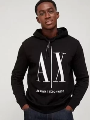 Armani Exchange Icon Logo Overhead Hoodie, Black Size XL Men