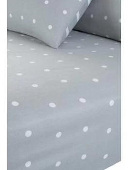 Everyday Collection Brushed Cotton Printed Spot Fitted Sheet - Grey