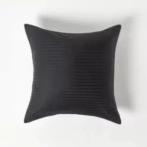 Black Continental Egyptian Cotton Pillowcase 330 Thread Count, 60 x 60cm - Black - Black - Homescapes