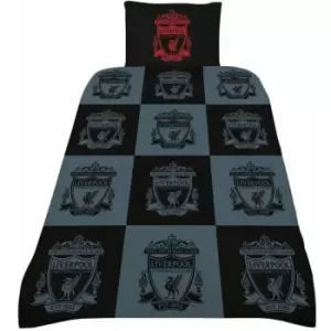 Liverpool FC Duvet Cover Set (Single) (Black/Red/Grey) - Black/Red/Grey