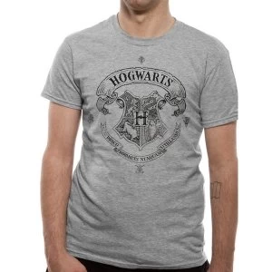 Harry Potter - Hogwarts Crest Mens Medium T-Shirt - Grey