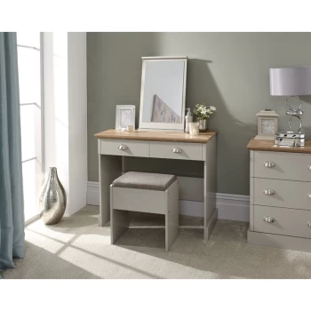 Kendal Grey & Oak Top Country Style Dressing Table with Mirror and Stool Set