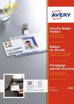 Avery Security Badge Holders with Clip 54x85mm PK25