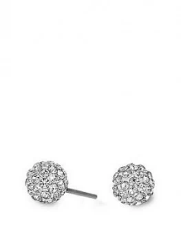 Simply Silver 8Mm Pave Ball Stud Earrings