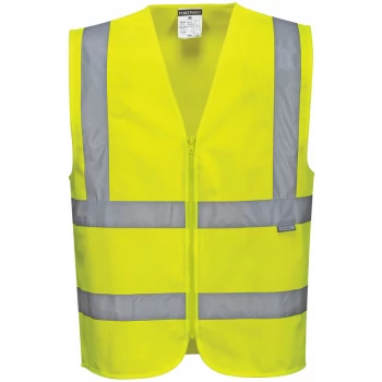 C375 Hi-Visibility Yellow Hi-Vis Zipped Vest sz L Zip Reflective - Portwest