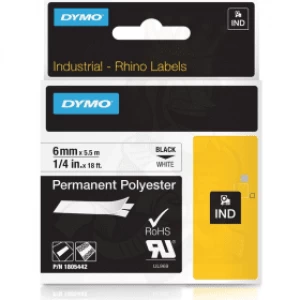Dymo 1805442 Black On White Label Tape 6mm x 5.5m