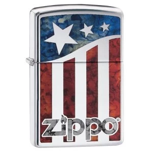 Zippo US Flag High Polish Chrome Regular Lighter