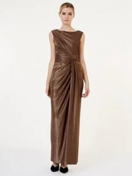 HOBBS Mia Maxi Dress - Gold, Copper, Size 6, Women