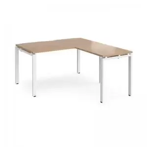 Adapt desk 1400mm x 800mm with 800mm return desk - white frame and
