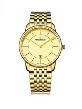 Dreyfuss & Co Dreyfuss Champagne Index Dial Gold Plated Strap Mens Watch, One Colour, Men