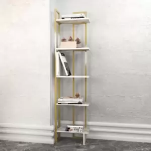 Alice 5-Tier Corner Bookcase, Bookshelf, Multifunctional Shelving Unit, Corner Shelving Unit With Metal Frame For Living Room, Bedroom, Kitchen Gold