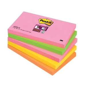 Post it Super Sticky Notes 76x127mm Capetown Rainbow Ref 655SN Pack of